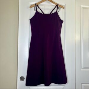 Pact Women’s Fit & Flare Smoothing Fabric Organic Cotton Midi Dress Plum Purple